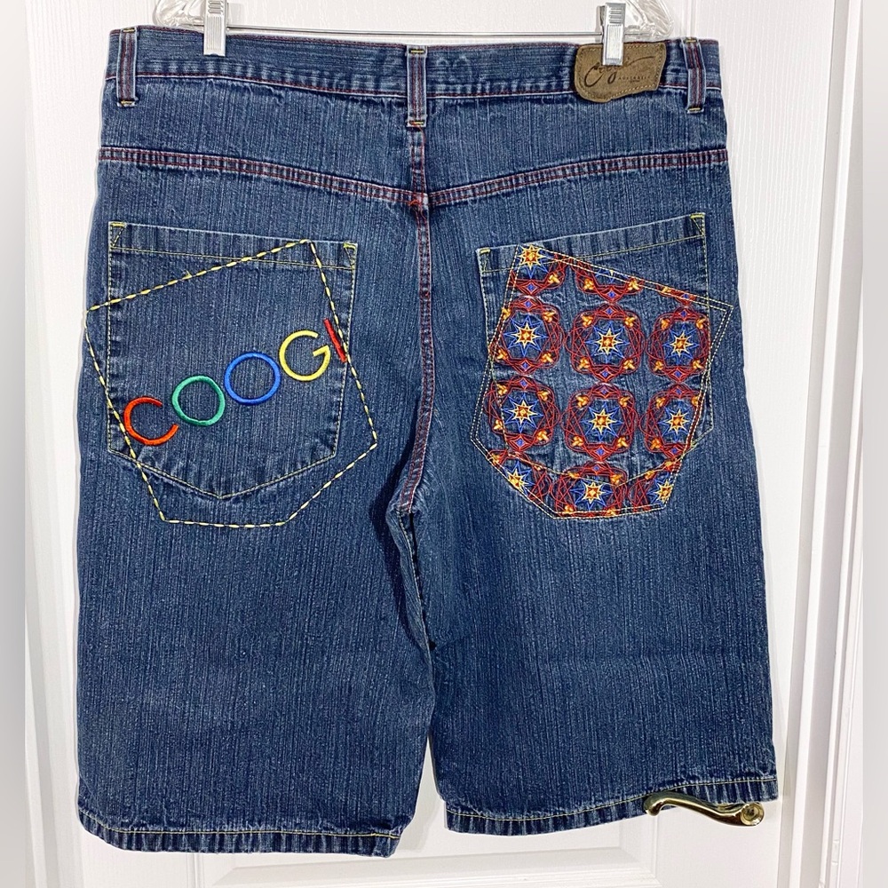 Y2K COOGI Multicolor Embroidered Baggy Jean Shorts Vintage Men’s 40